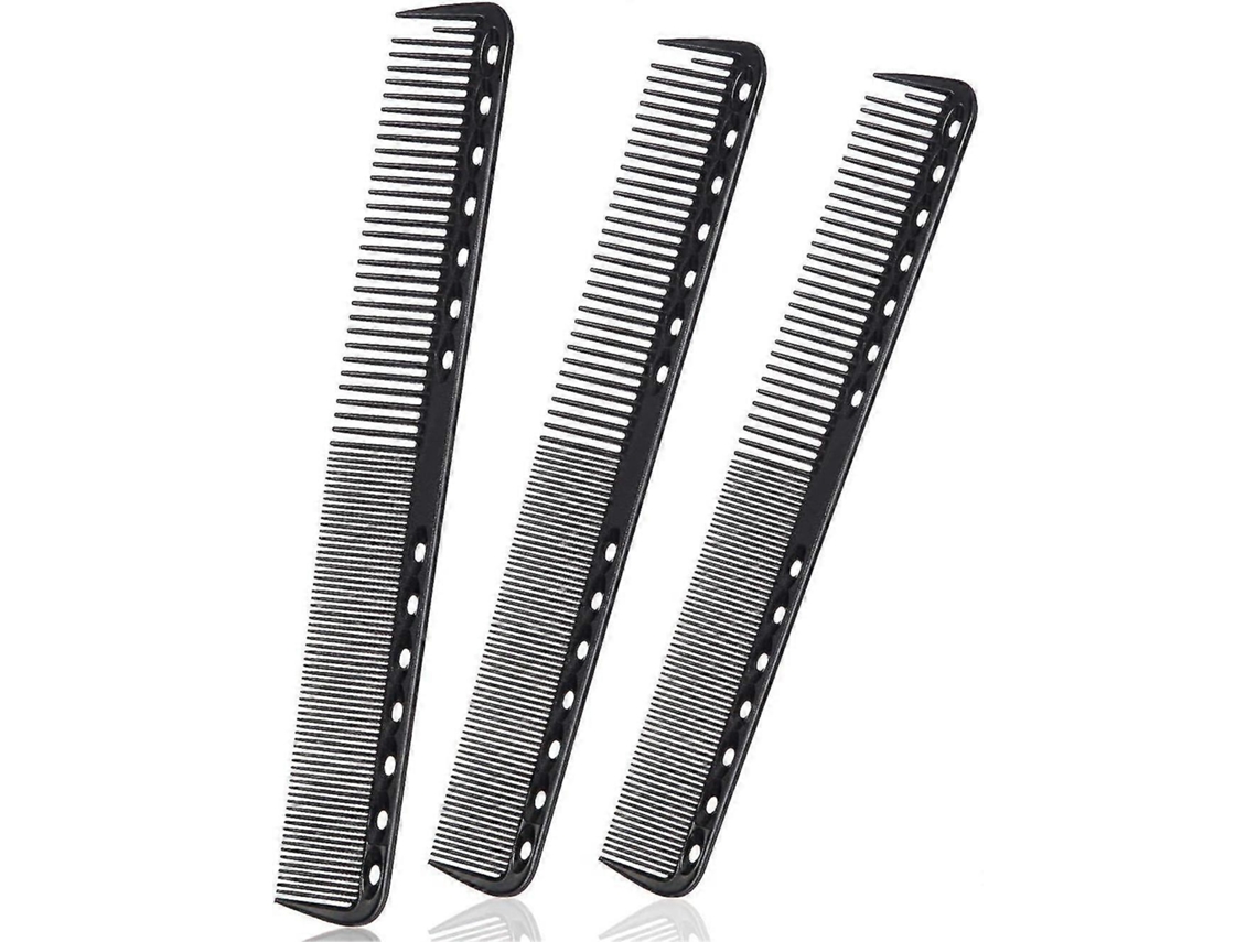 Peine de corte fino de 3 piezas, peine de resina resistente al calor (negro)
