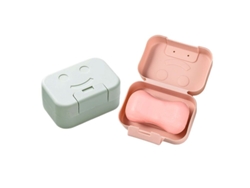 2026-linjou 2 Portavasos De Jabón Plástico Con Tapa, Caja De Jabón Portátil (sonrisa)