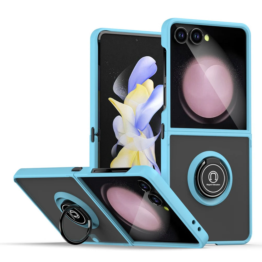 (azul Cielo, Galaxy Z Flip4) Funda Magnética Para Coche Con Soporte Para Teléfono, Anillo Giratorio, Resistente A Caídas.