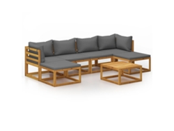 Maison Exclusive - Muebles De Jardín 7 Pzas Cojines Madera Maciza De Acacia