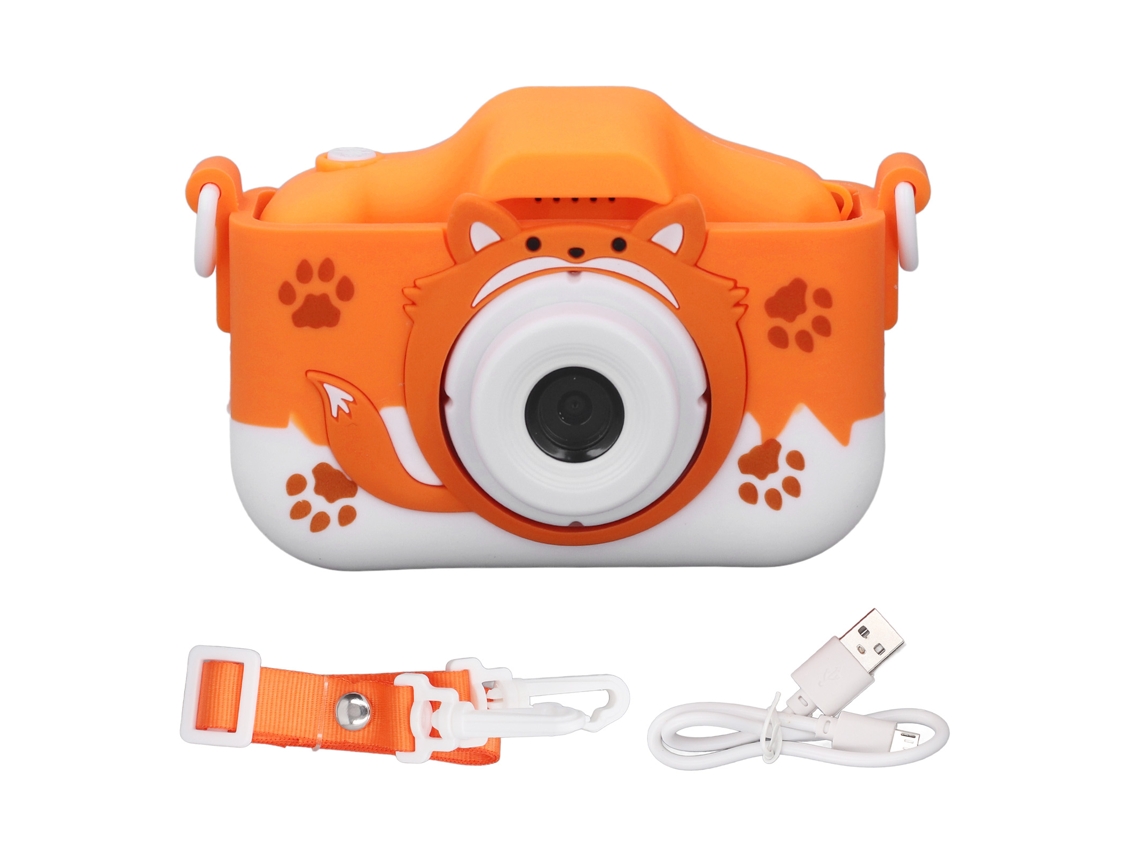 Câmera Para Crianças Com Tela Ips 2.0 Polegadas Câmeras Duais Hd Com Capa Protetora E Jogos Laranja