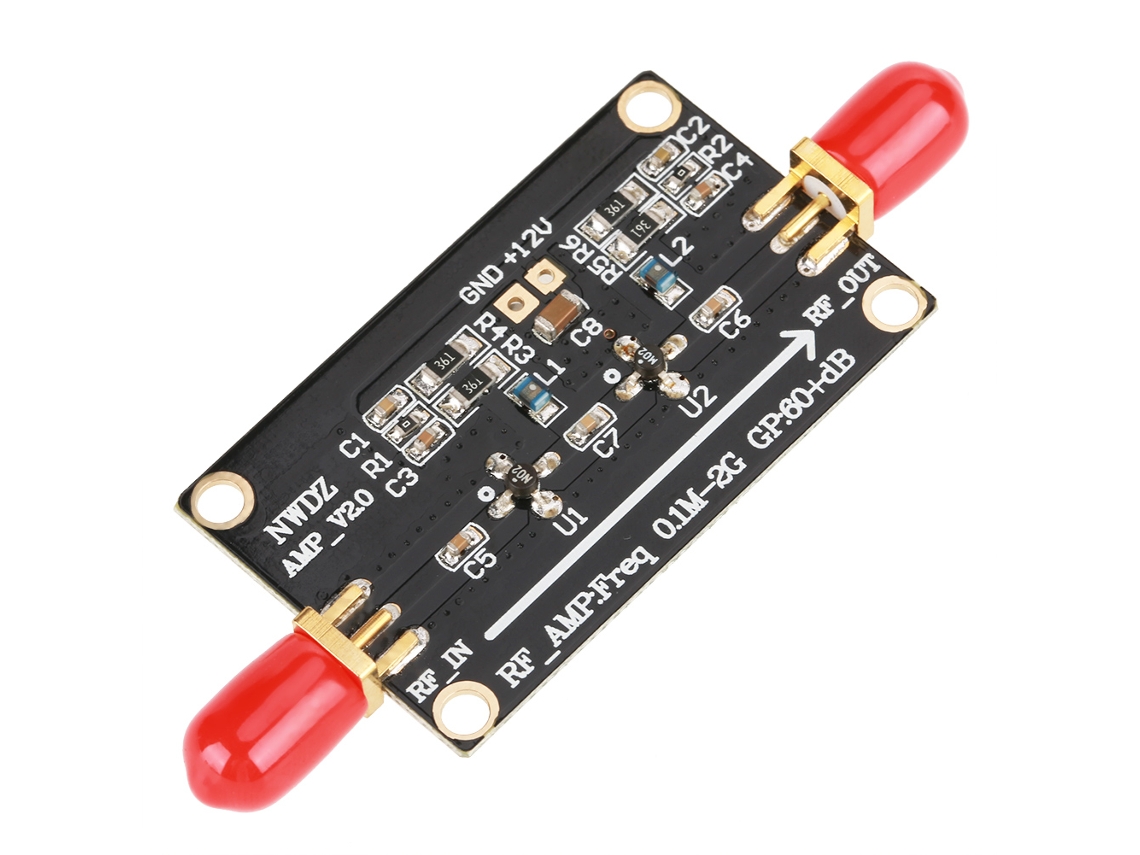 Amplificador LNA de RF de banda ancha de 0,1 m a 2 g, dos etapas, ganancia de 60 dB