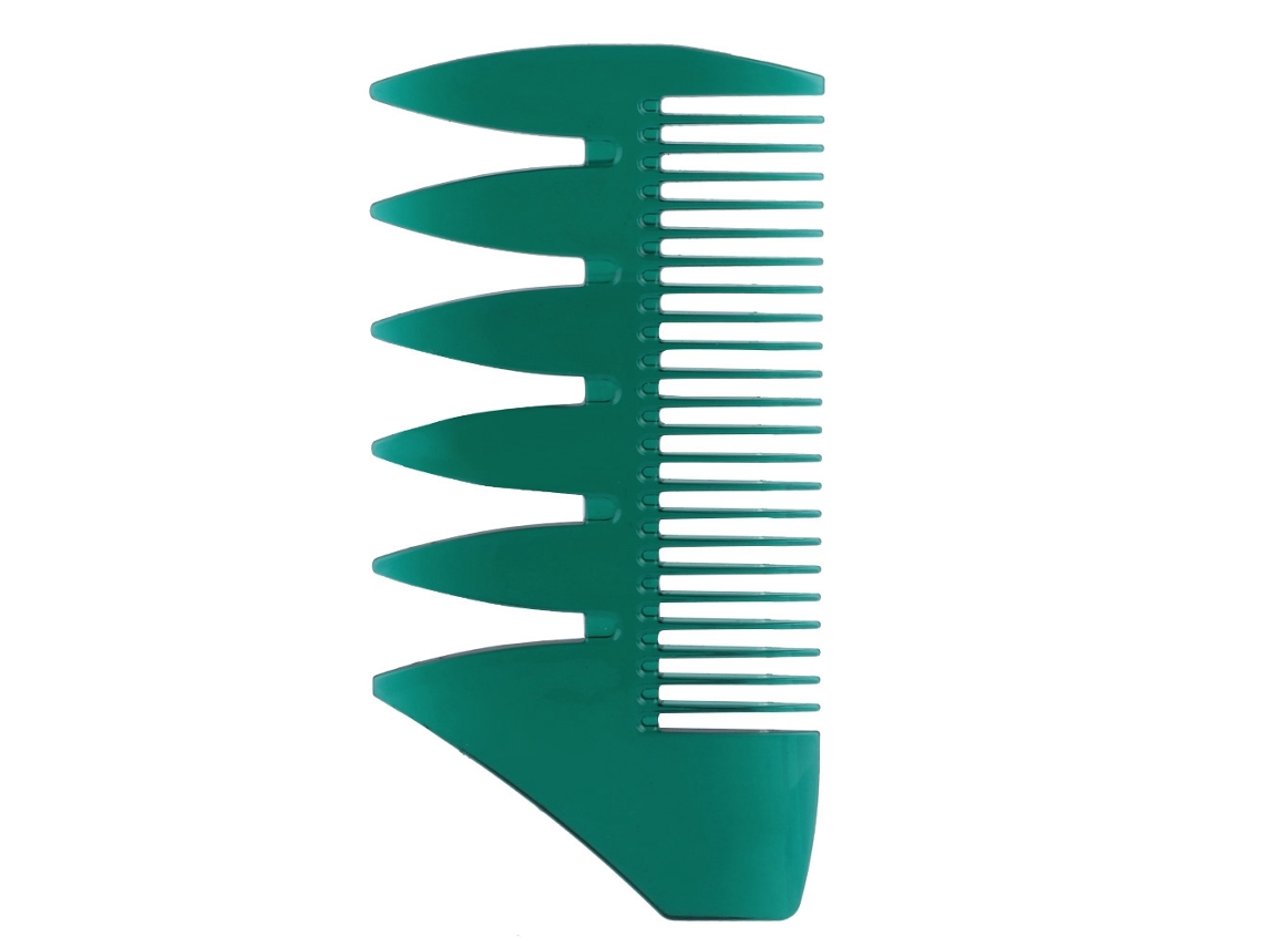 Pente de cabelo com dentes longos 2026 para Duas Faces Homem Classic Style Spilled Oil (Verde)