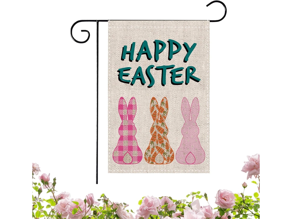 Bandera De Pascua Adorno Festivo A La Decoloración -bandera Para Jardín Con Motivo De Conejo Para Césped, Entrada,