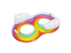 Flotador Hinchable Doble para Playa O Piscina BESTWAY Rainbow Dreams Swin Tube 172X102 Cm Con 2 Posavasos Multicolor