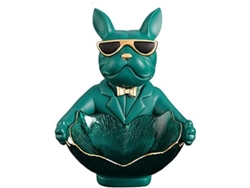 Figura De Bulldog Francés Con Bandeja De Acero Inoxidable, Decoración De Mesa, Recipiente Para Llaves, Fruta Y Plantas.