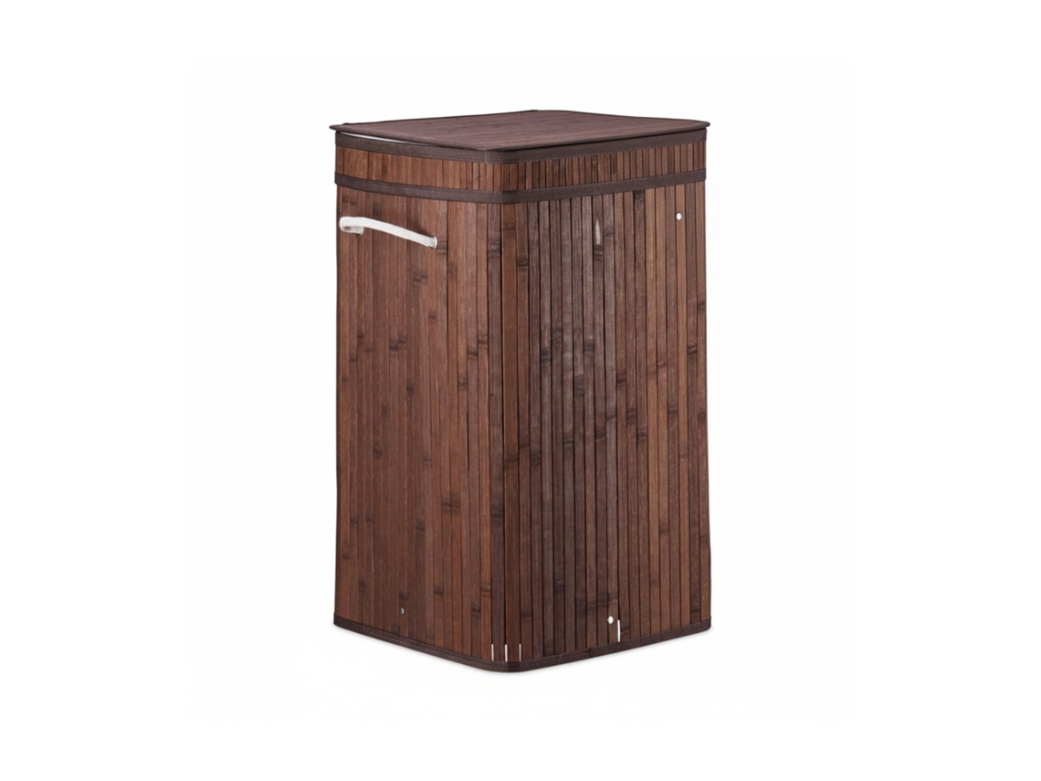 Relaxdays Cesto Para Roupa Suja Em Bambu, Dobrável E Portátil, Xl 70l Com Tampa, 63 X 36 X 36 Cm, Castanho