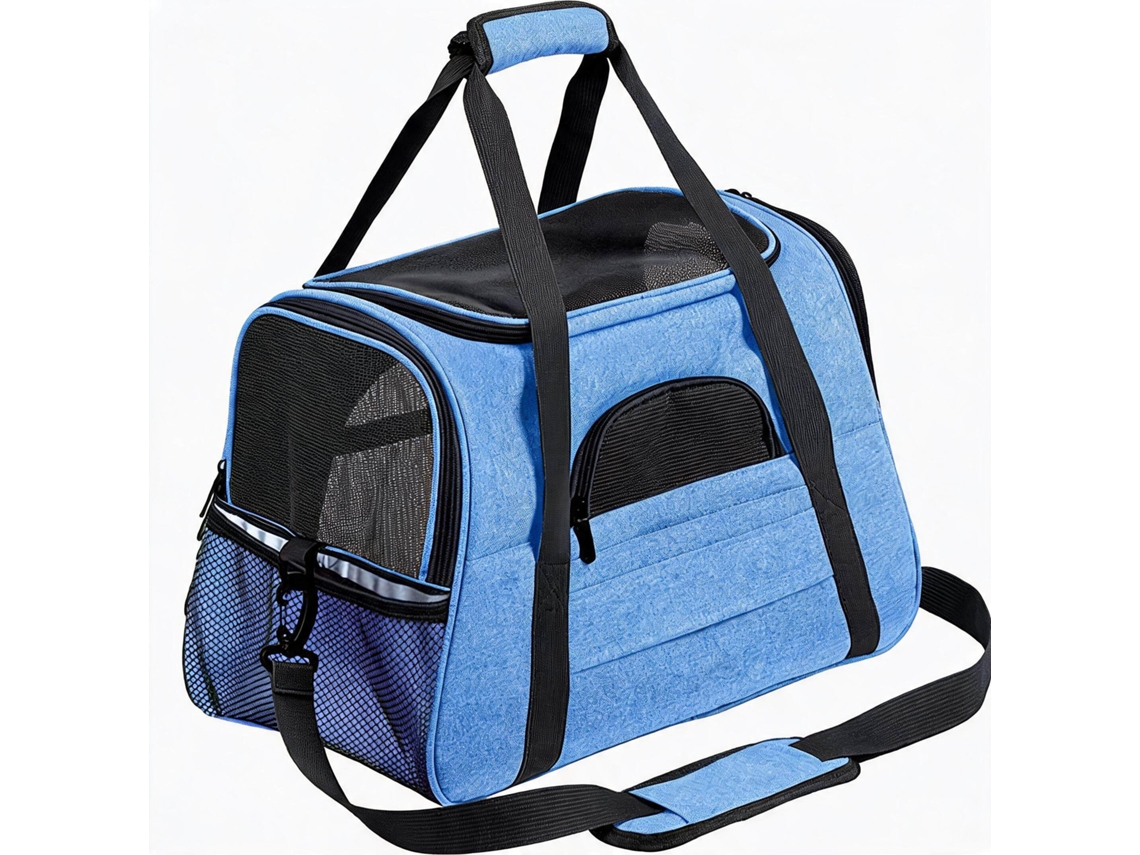 Transportín plegable para mascotas Eifson con ventana de malla, hasta 7 kg (azul)