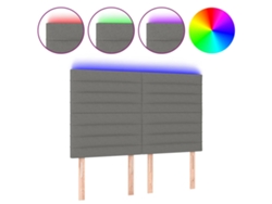 Maison Exclusive - Cabecero Con Luces Led Tela Gris Oscuro 144x5x118/128 Cm