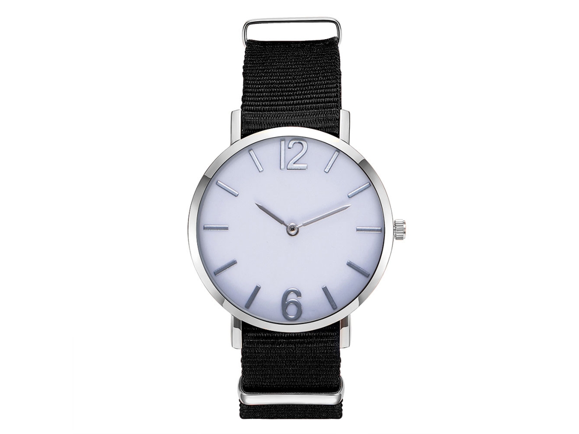 Reloj De Cuarzo Para Hombre Con Cinturón De Nylon Casual Elegante Beige