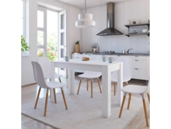 Mesa De Comedor | Mesa De Cena De Madera De Ingeniería Blanco 120x60x76 Cm