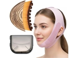 Cepillo Facial Para El Contorno Linfático Y Mascarilla Reafirmante En Forma De V, Set De 2 Piezas Rosa Siurn