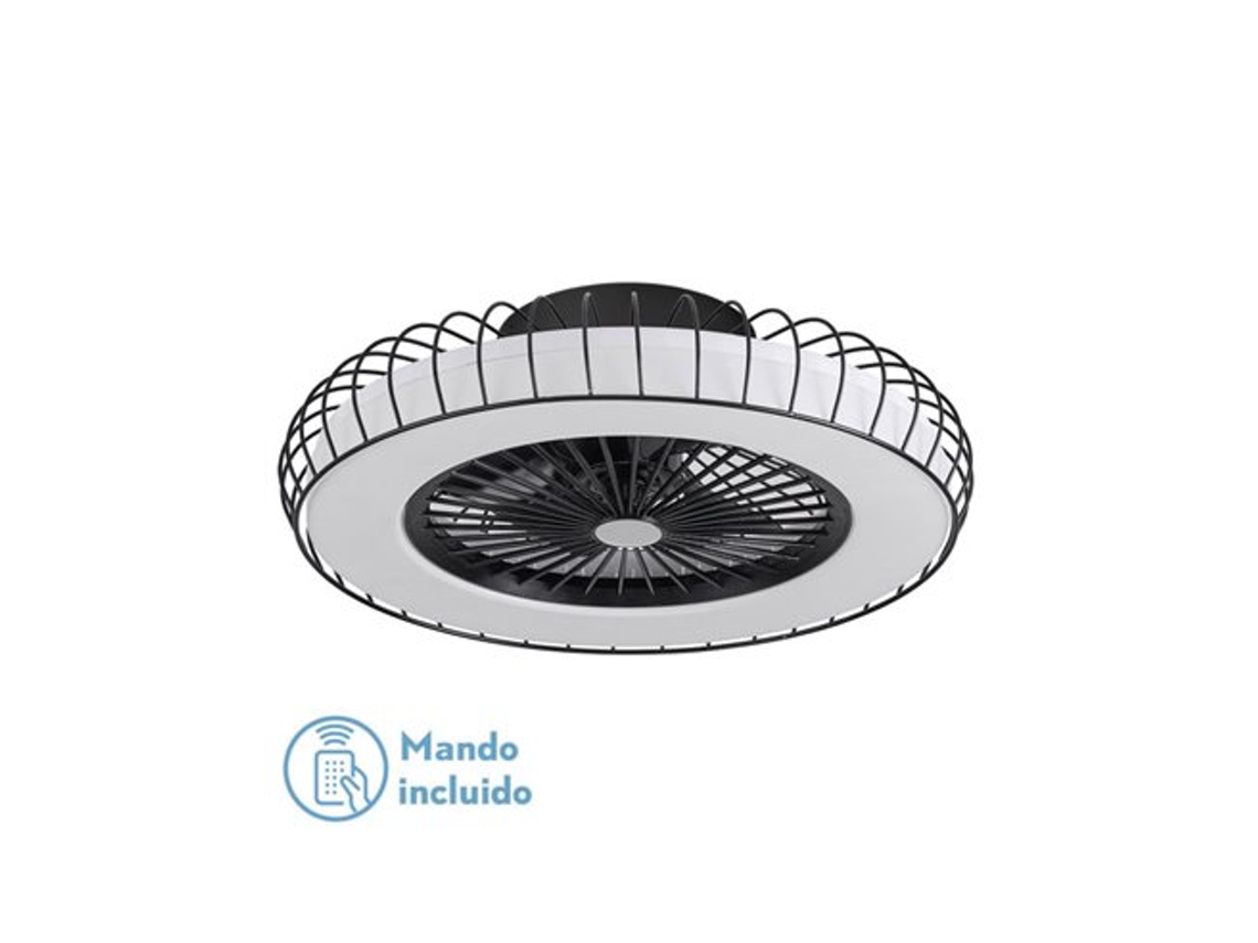 Ventilador 72w Dc Albonez Negro 5 Aspas Transp. 18x53x53cm 6 velocidades 3 Colores con remoto, Memoria, temporizador Y regulador FABRILAMP