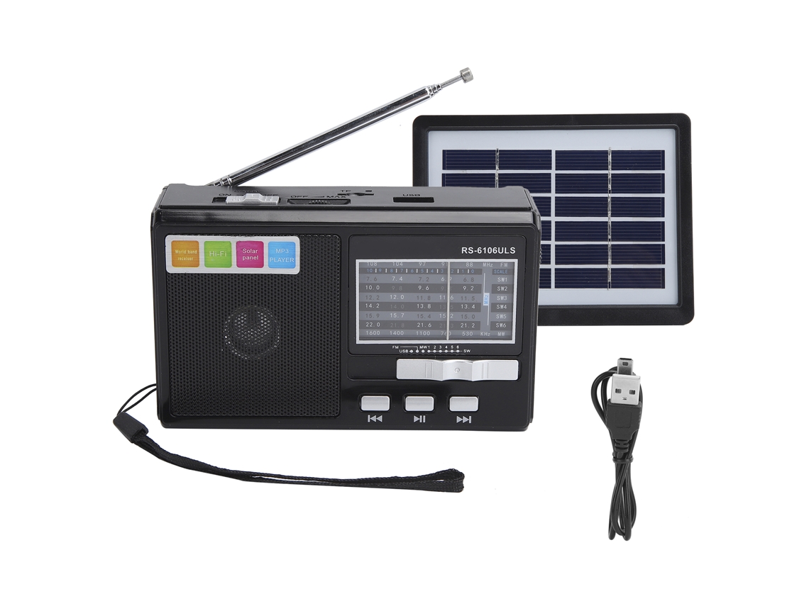 Radio Portátil Con Carga Solar, Linterna Led De Emergencia, Compatible Con Unidades Flash Usb Y Tarjetas De Memoria, Am/fm/sw