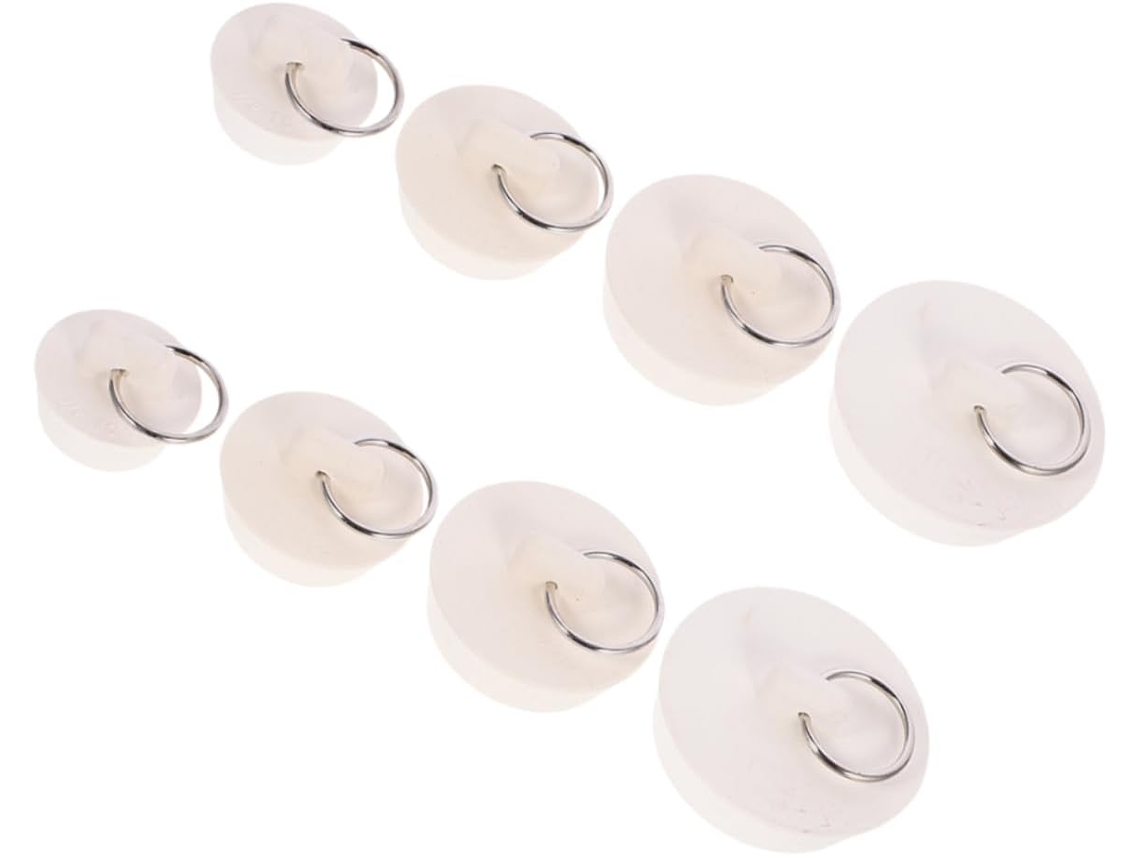 Juego de 8 tapones de goma flexibles para fregadero de baño, impermeables, para fregadero de cocina, con anilla Slowmoose