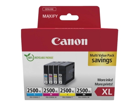 Cartucho de Tinta Original CANON Pgi-2500 Xl Multipack Alta Capacidad/ Cian/ Magenta/ Amarillo/ Negro