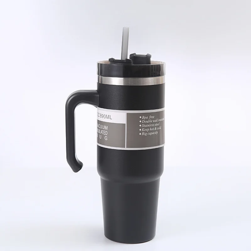Garrafa De Água Térmica De Aço Inoxidável (preta, 600 Ml), Copo Térmico Para Carro, Garrafa Térmica Para Esportes Ao Ar Livre Com Isolamento A Vácuo.