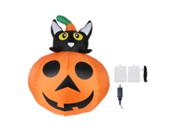 Calabaza Inflable Iluminada Con Gato Negro, 130 Cm, Poliéster 210t, Resistente Al Agua Ip44, Para Jardín Y Patio, Enchufe Estadounidense 100-120 V.
