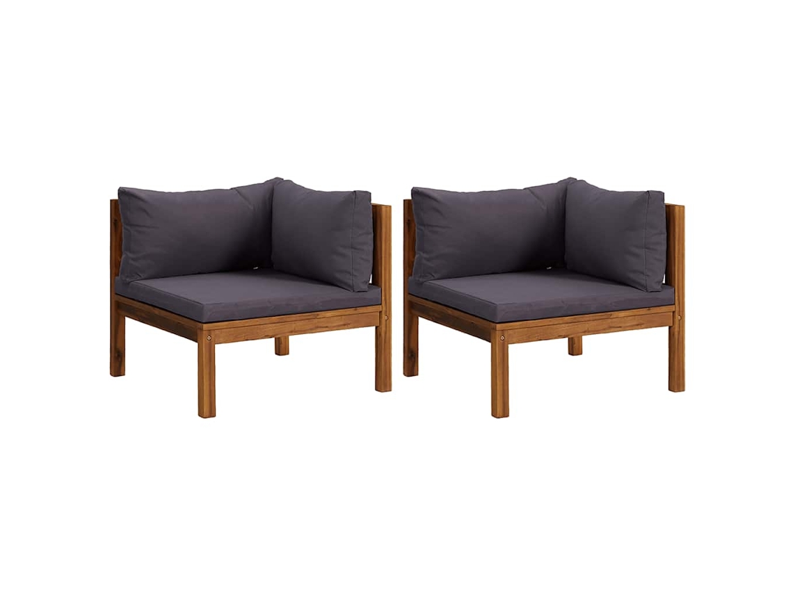 Maison Exclusive - Sofá De Esquina 2 Uds Madera Maciza Acacia Cojines Gris Oscuro
