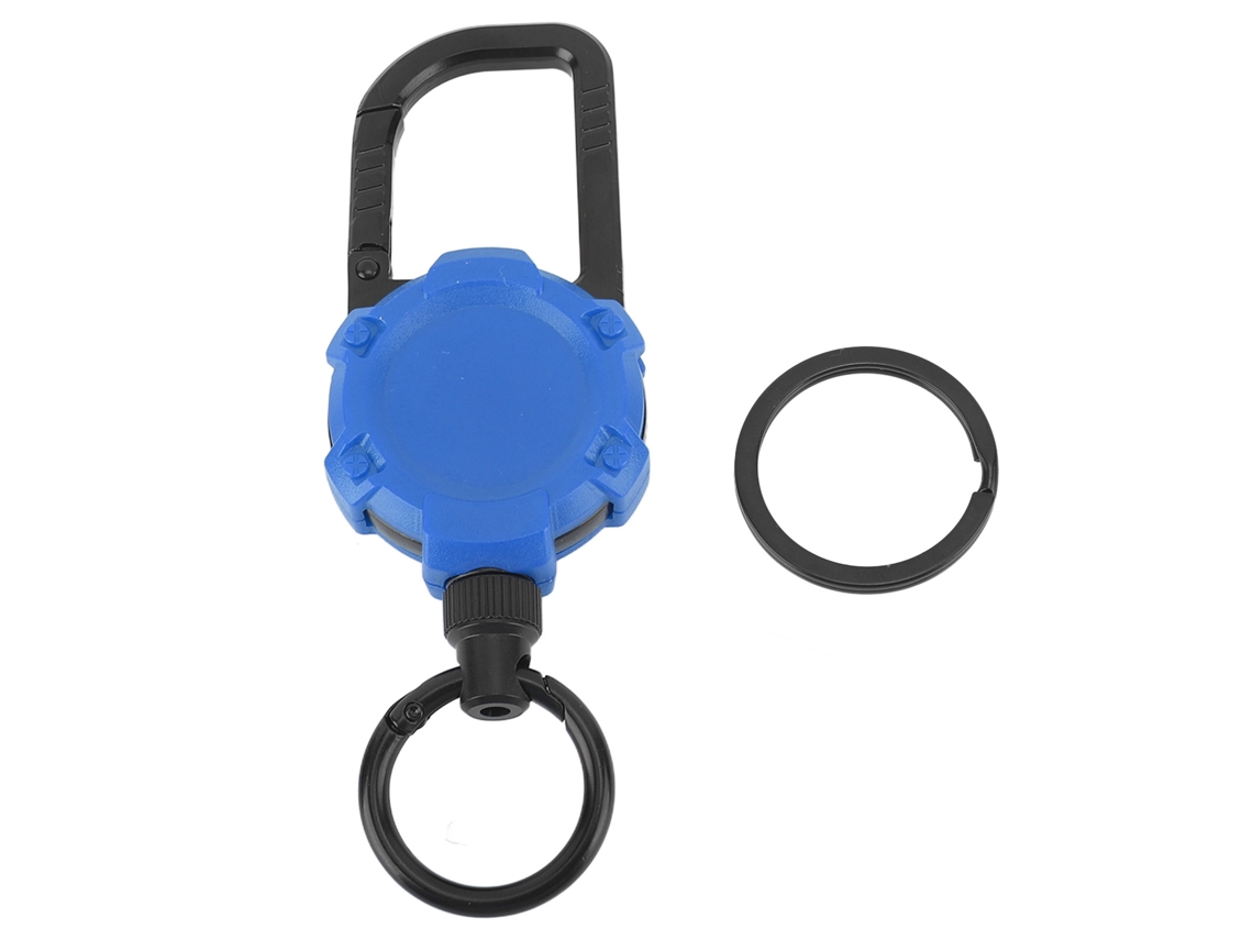 Cadena Porta Llaves Retráctil Magnética Acero Inoxidable Ganchillo Desmontaje Rápido Azul