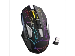 Ratón inalámbrico recargable Yizhood X18 para juegos, oficina, deportes electrónicos, tamaño de viaje, diseño ambidiestro, DPL óptico ajustable, negro Starshine