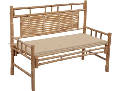 Banco de jardín VIDAXL Beige Bambú (120x55x90 cm)