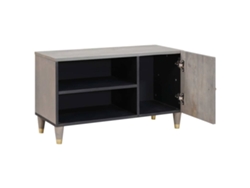 Mueble De Tv | Armario Para Tv | Gabinete De Tv Gris 80 X 33 X 46 Cm Madera De Mango Maciza