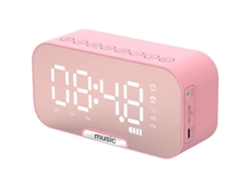 Relógio De Rádio Digital Rosa Com Rádio Fm, Bluetooth 5.0 E Alto-falante Led, Com Acabamento Espelhado.