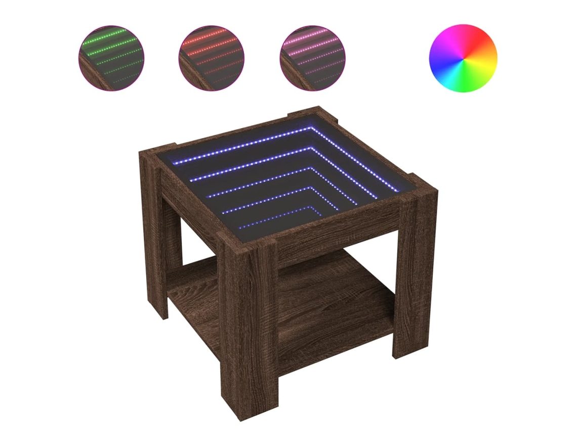 Maison Exclusive - Mesa De Centro Y Led Madera Ingeniería Marrón Roble 53x53x45 Cm