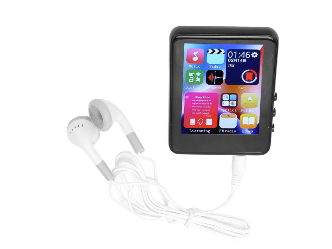 Player Mp3 Tela Touch 2.4in Com Bluetooth5.0 Gravador De Voz Fm Rádio E-book Reprodutor De Música Preto