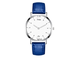 Reloj De Cuarzo Para Hombre Con Correa De Piel Sintética Y Elegante Esfera Azul Marino.