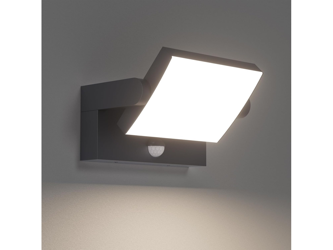 Aplique De Pared Led De 18 W (interior/exterior) Con Sensor De Movimiento – Aplique Con Panel Led Giratorio – Blanco Natural 4000 K