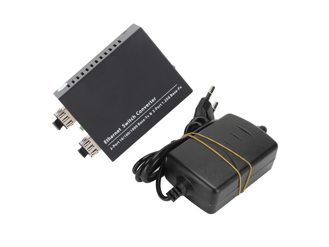 Convertidor De Medios Plug And Play De Fibra Óptica Sfp A Rj45. Alcance De Hasta 120 Km Con Indicadores Led. Voltaje: 100-240 V. Enchufe Europeo.