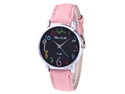 Reloj Casual Unisex De Cuero Pu Redondo Analógico De Cuarzo (rosa)