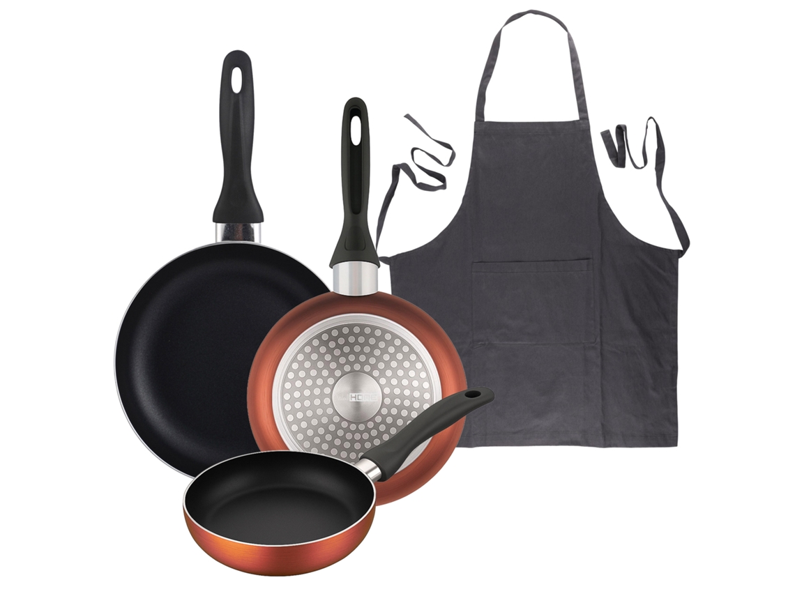 Juego De 3 Sartenes Ø16ø20ø24cm Wellhome Y Delantal De Cocina
