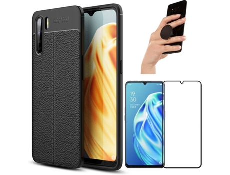 Carcasa, Protector y Popsocket Oppo A91 Rugged Leather Negro