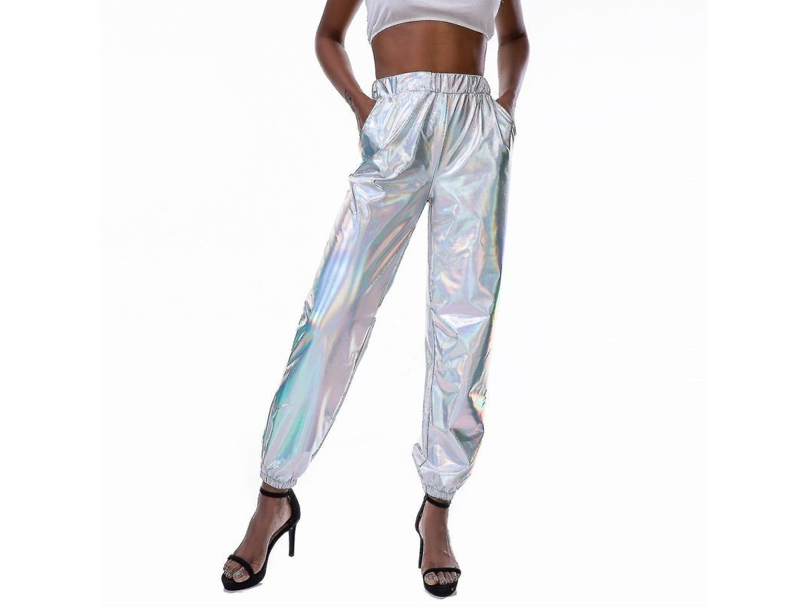 2026-pantalones Casual Holográficos Mujer Srbtv Moda Streetwear Cool Brillante Para Club Y Uso Diario
