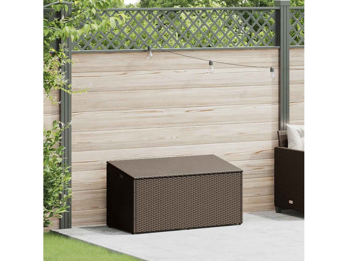 Caja de almacenamiento de mimbre para jardín, marrón, MAISON EXCLUSIVE (110 x 50 x 58 cm)