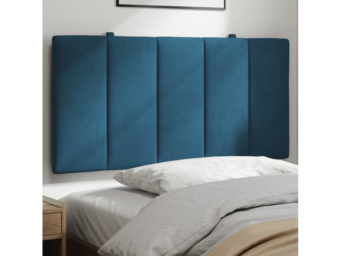 Cabecero De Cama Acolchado Terciopelo Azul 100 Cm