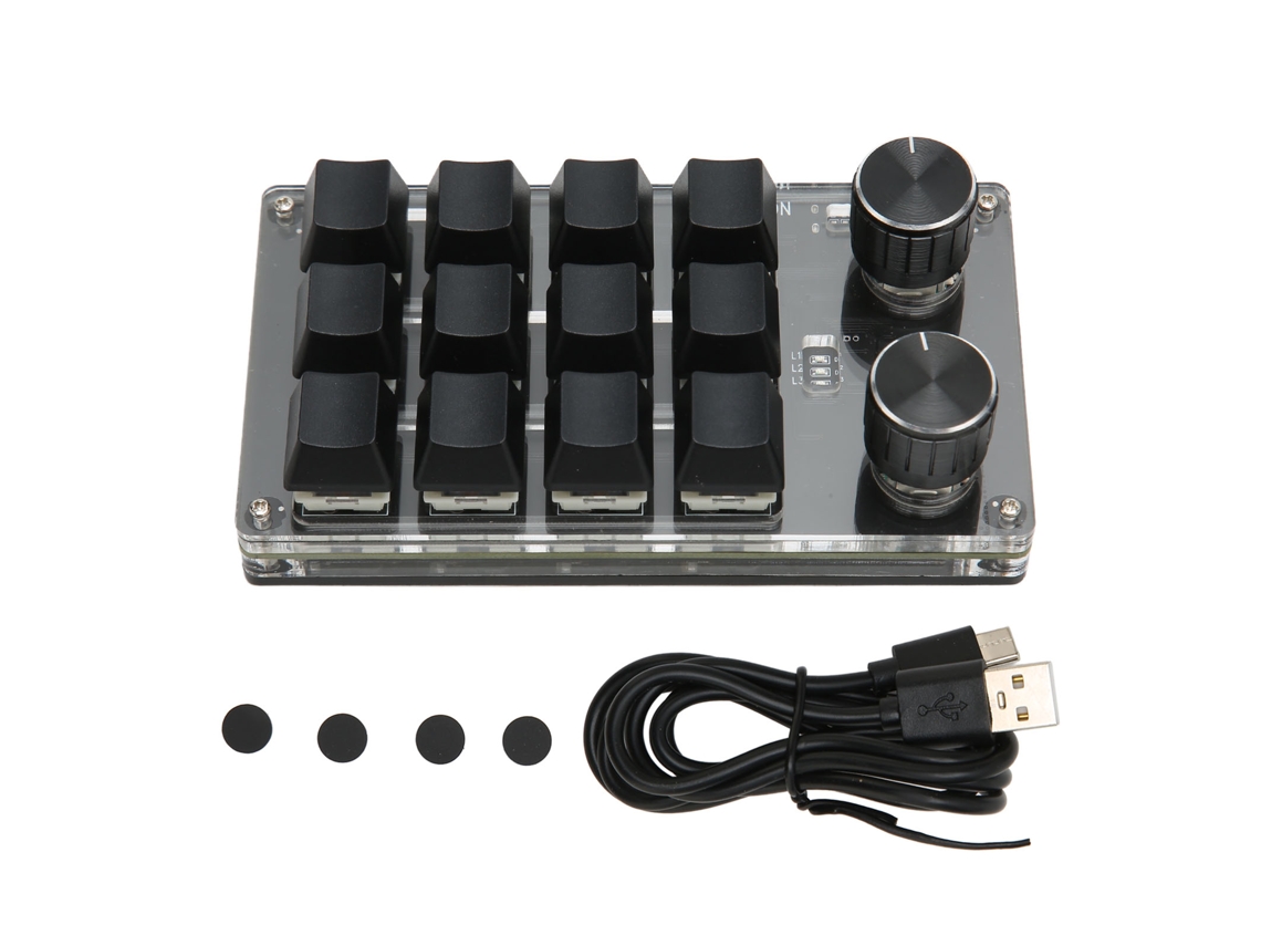 Mini Teclado Mecánico Programable Con 12 Teclas, 2 Botones Giratorios, Usb/bt, Interruptores Azules Para Juegos Y Uso De Oficina.