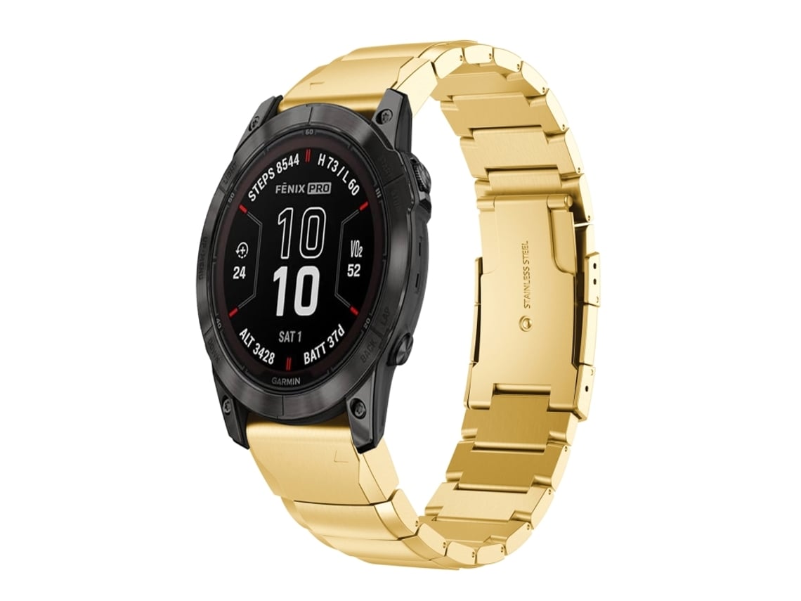 Pulseira para Garmin Quatix 7 - Aço inoxidável - Estampa de capacete Tartaruga (22 mm) Dourada