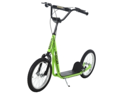 Patinete Infantil De 2 Ruedas Con Manillar Ajustable Y Doble Freno, Capacidad De 100 Kg, Verde, 139x58x90-96