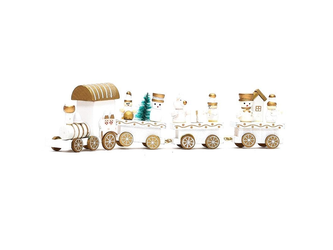 Regalo Decorativo: Mini Tren De Madera Blanco, Bonito Y Adorable, Ideal Para Navidad, Decoración Y Como Juguete Para Niños.