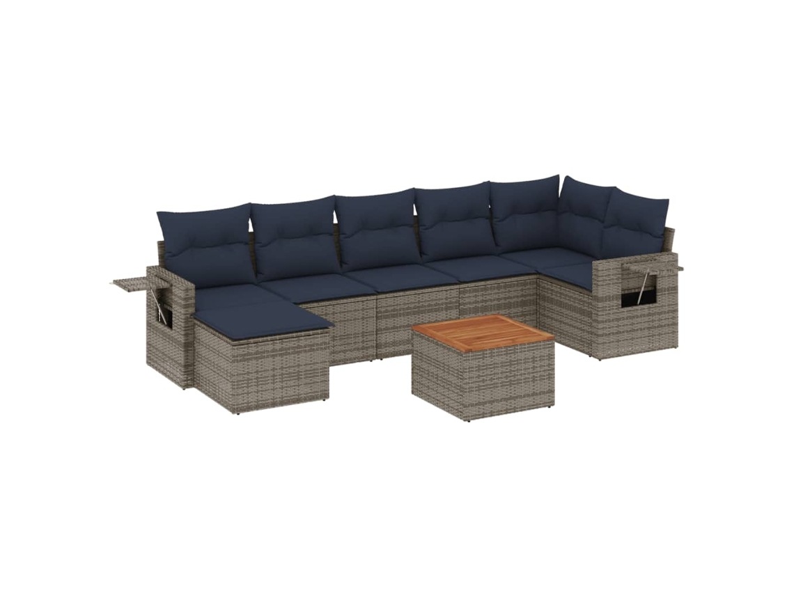 Maison Exclusive - Conjunto De Sofá De Jardín De 8 Piezas Con Cojines, Poliratán Gris