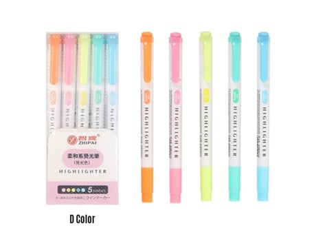 Rotuladores resaltadores de doble punta, 5 colores, cincel ancho y puntas finas, rotulador para estudiantes de escuela, suministros domésticos para...