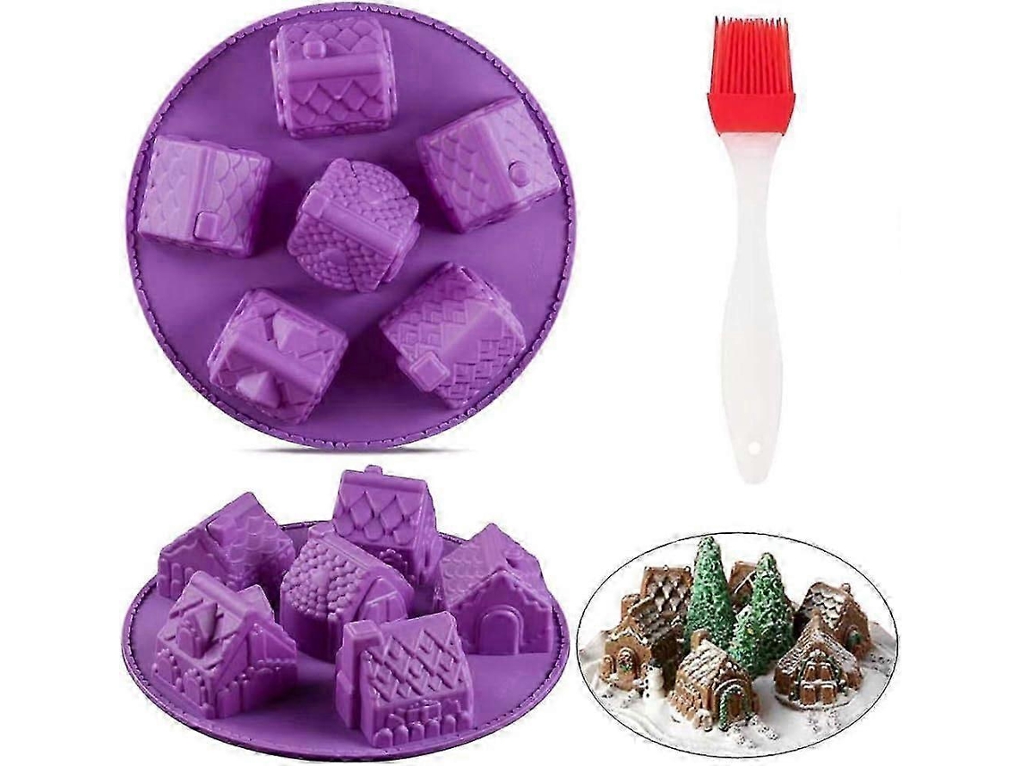 Molde de silicona para hornear cuencos, 2 piezas, forma de casita de jengibre 3D, para magdalenas y casitas de Chaberlu