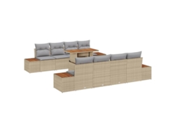 Maison Exclusive - Conjunto De Comedor De Jardín Con Cojín 9 Pcs Beige Y Gris