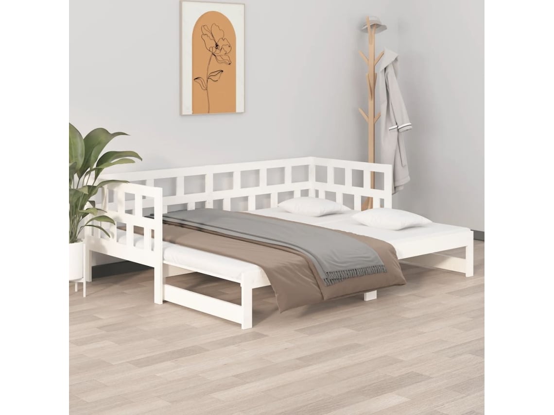 Sofá Cama Extraíble Sin Colchón Blanco 2x(90x200) Cm