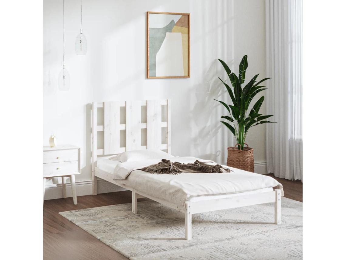 Cama Individualcama Para Adultosestructura De Cama Individual Madera Maciza Blanco 90x190 Cm Wsd81593