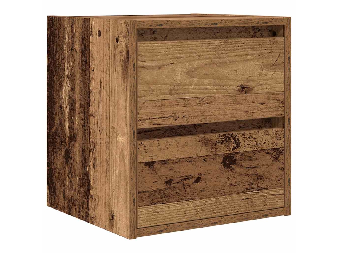 Mesita de noche de pared en color madera antigua MAISON EXCLUSIVE (38x34x40 cm)